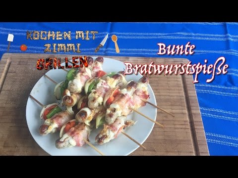 Bunte Bratwurstspieße - Grillrezept
