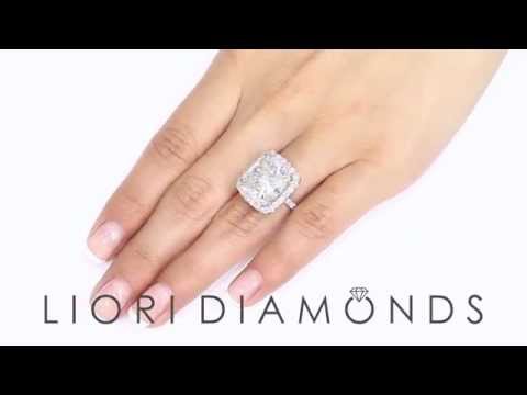 ER-0511 - 14.38 Carat H-VS2 Radiant Cut Natural Diamond Engagement Ring 18k White Gold