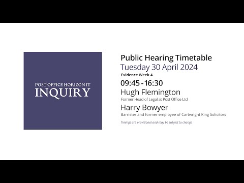 Harry Bowyer - Day 129 PM (30 April 2024) - Post Office Horizon IT Inquiry