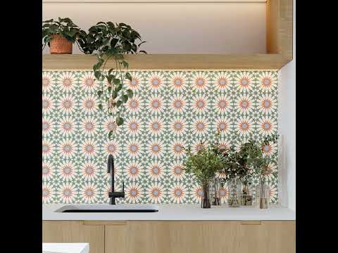 Carrelage sol effet carreaux de ciment Taco Vintage soleil menthe 16,5x16,5 cm