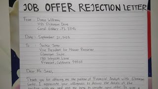 How To Write A Job Offer Rejection Letter Step by Step Guide | Writing Practices