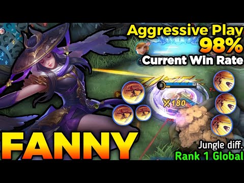 Fanny Aggressive 98% Current Win Rate - Build Top 1 Global Fanny by Jungle diff. - Mobile Legends