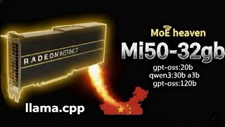 Dual Instinct Mi50-32gb llama.cpp | gpt-oss:120b qwen3:30b gpt-oss:20b MoE bliss in home LLM
