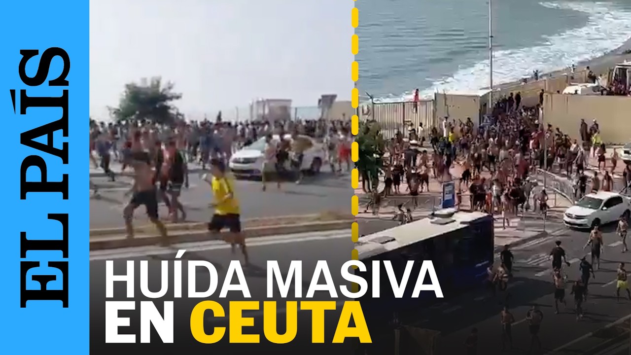 El MOMENTO en que MILES de PERSONAS cruzan sin control la FRONTERA de CEUTA | EL PAÍS