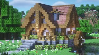 【マインクラフト】水車がついた可愛いファンタジーハウスの作り方【Minecraft】How to Build a Fantasy House【マイクラ建築】