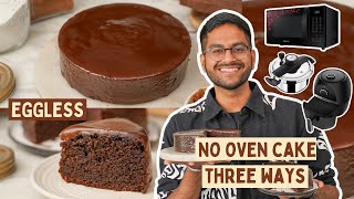 3 WAYS TO MAKE EGGLESS CHOCOLATE CAKE WITHOUT OVEN: MICROWAVE, COOKER, AND AIR FRYER #shorts