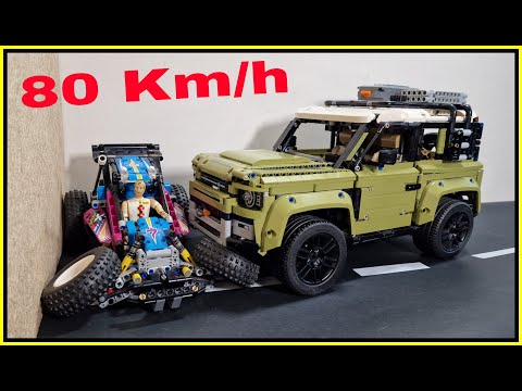Land Rover Defender VS off Road Buggy 💥 80 Km/h 💥 Lego Technic CRASH test - Launched by hand