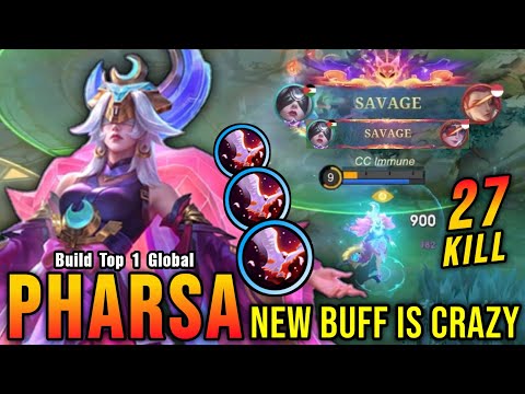 2x SAVAGE + 27 Kills!! New Buffed Pharsa is Crazy!! - Build Top 1 Global Pharsa ~ MLBB