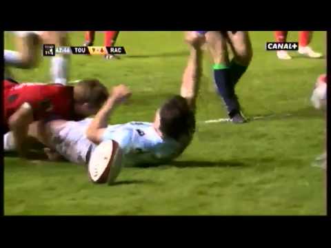 Toulon - Racing : l'essai d'Henry Chavancy sur un service de Fabrice Estebanez