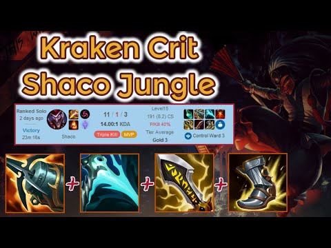 Kraken Crit Shaco Jungle smurfing in Gold S11 [League of Legends] Full Gameplay - Infernal Shaco