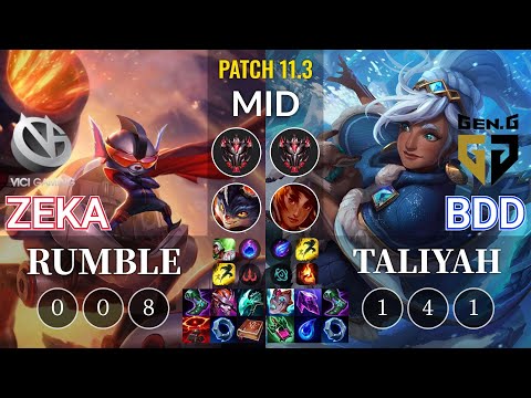 VG Zeka Rumble vs GEN Bdd Taliyah Mid - KR Patch 11.3