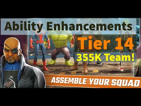355K Team! Ability Enhancements Challenge Tier 14 Unlock! | Marvel Strike Force - Free to Play