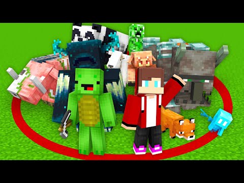 Mikey & JJ - Minecraft - Mikey and JJ With ALL MOBS In ONE CIRCLE in Minecraft (Maizen)