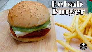 Kebab Burger | Chicken Kebab Burger | Chicken Burger Recipe | McDonald's Style Kebab Burger | JFC