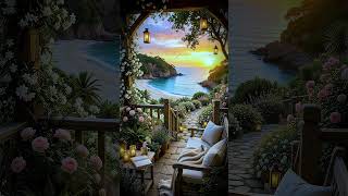 Mediterranean Sunset Terrace Reading Ambience 4K