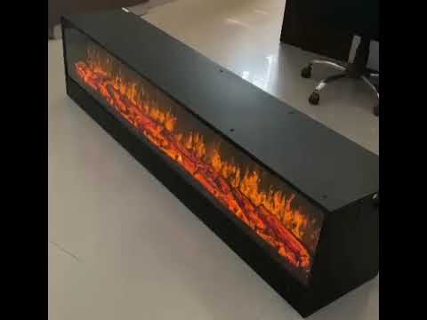 Rva Double-Sided Decorative Electric Fireplace, Matt Black, With Remote, Without Heat