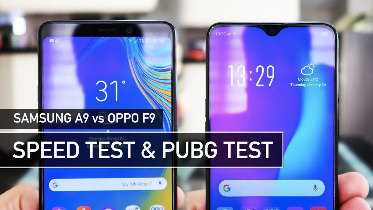 Samsung A9 2018 vs OPPO F9 SPEED Test & PUBG Comparison | Zeibiz