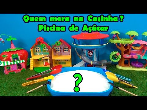 Quem mora na casinha? Piscina de açúcar da tia Cris! #patrulhacanina #peppapig #moranguinho