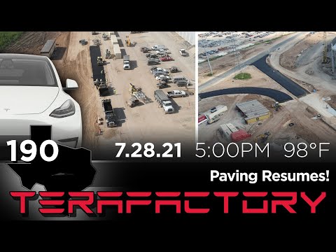 Tesla Terafactory Texas Update #190 in 4K: Paving Resumes - 07/28/21 (5:00pm | 98°F)