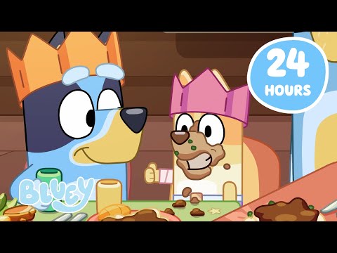 🔴LIVE: Getting Ready for the Holidays with Bluey! 🥰 💙 🎁 | 24 HOURS Festive Episode Moments | Bluey