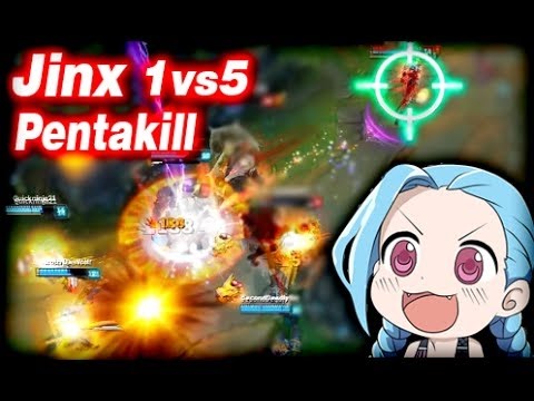 LoL Epic Moments #37 - Awesome Jinx 1vs5 Pentakill | League of Legends