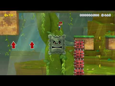 Spiky Thwomp Treetops (Super Mario Maker 2)