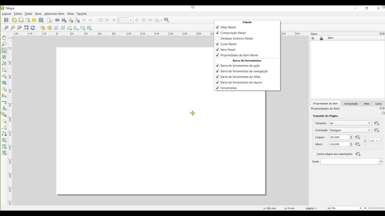 Videoaula 14: Orientações básicas para iniciantes no QGIS sobre o compositor de impressão