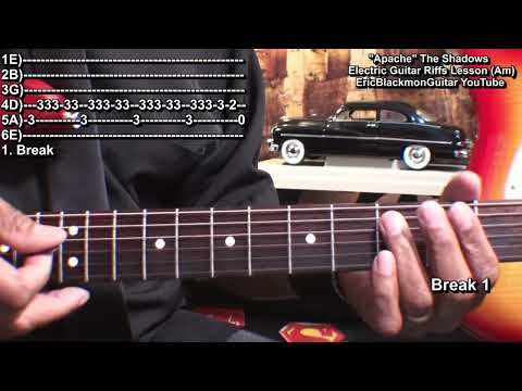 How To Play APACHE The Shadows Guitar Lead Riffs Lesson Tutorial TABS @EricBlackmonGuitar