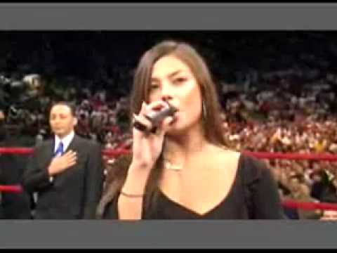 Melissa Jimenez sings the National Anthem at MSG in NYC..(with early Laryngitis) WOW!