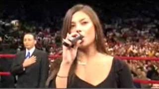 Melissa Jimenez sings the National Anthem at MSG in NYC..(with early Laryngitis) WOW!