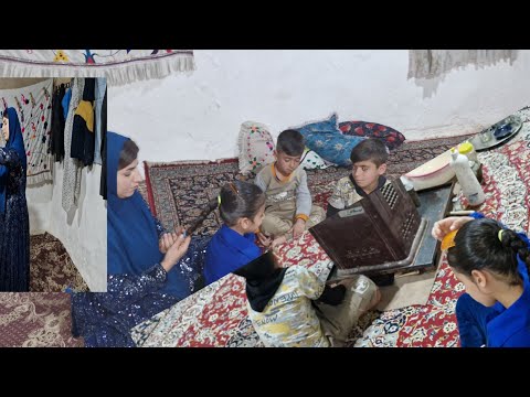 "Mahnaz, a diligent mother for the cleanliness and hygiene of her children: Leila, Reza and Hossein"