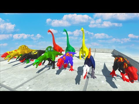 SUPER SPEED CHAMPIONS RACE AVENGERS DINOSAURS SUPERHERO DEATH RUN - Animal Revolt Battle Simulator