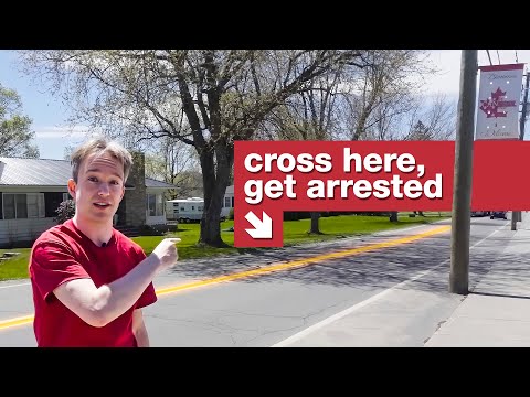 Americko-kanadská hranice dělí tuto silnici napůl