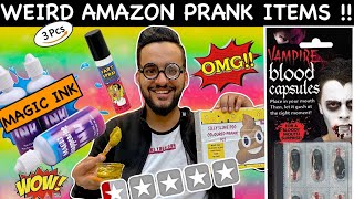 Trying WEIRD *AMAZON PRANK* ITEMS SOLD ONLINE !! *FAKE POOP*