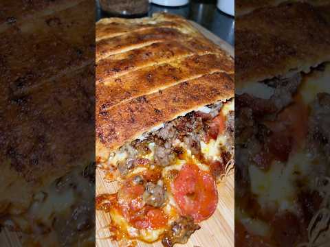 Viral Stuffed Pizza 🍕 | Quick and easy! Perfect appetizer #cooking #calzone #stromboli