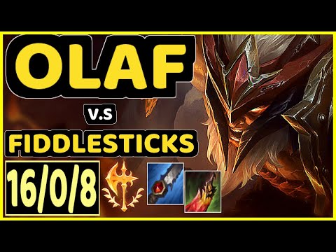 BLABER (OLAF) vs FIDDLESTICKS - 16/0/8 KDA JUNGLE GAMEPLAY - NA Ranked GRANDMASTER