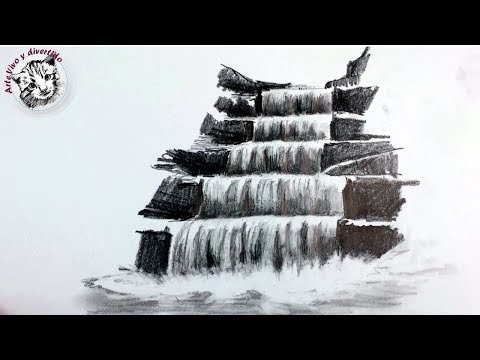 Como Dibujar una Cascada a Lapiz Paso a Paso | Tecnicas de Dibujo con Lapiz