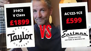 Video thumbnail for Taylor 314CE V Class Vs Eastman Guitars (Eastman AC122-1CE, AC322CE, AC522CE) by Richards Guitars