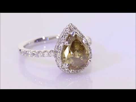 2.74 ctw Diamond Engagement Ring - Pear Shape Natural Cognac | BigDiamondsUSA