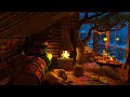 Cozy Treehouse - Blizzard & Fireplace Sounds to Relax, Sleep, Study | Relaxing Treehouse Ambience