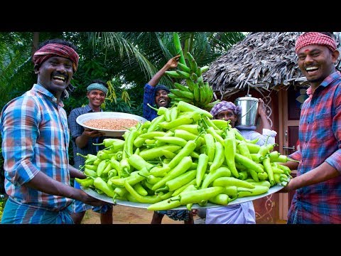 MIRCHI & RAW BANANA BAJJI | 1000 Bajji Making in Village | Milagai Vazhakkai Bajji | Rainy Snacks