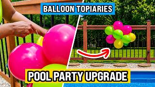 DIY Pool Fence Balloon Topiaries for Summer Parties