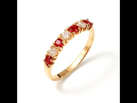 Amelia 9ct Yellow Gold Natural Ruby & Diamond Eternity Ring   HD 1080p