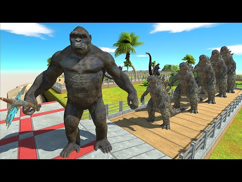 King Kong Oasis Death Run vs Different Size Godzilla 2021 - Animal Revolt Battle Simulator