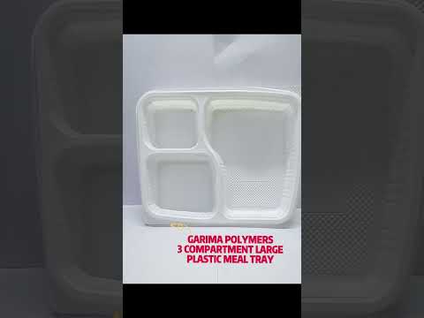 3 Compartment White Disposable Plastic Plate With Lid LARGE