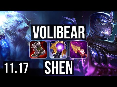 VOLIBEAR vs SHEN (TOP) (DEFEAT) | 8 solo kills, 1100+ games | BR Master | v11.17