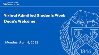 opening screen for Virtual Admitted Students Week Welcome & Chat with Dean Aviva Abramovsky