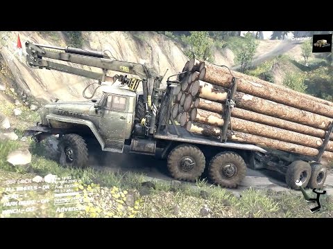 SPINTIRES 2014 - The Hill Map Logging Truck Struggling Uphill