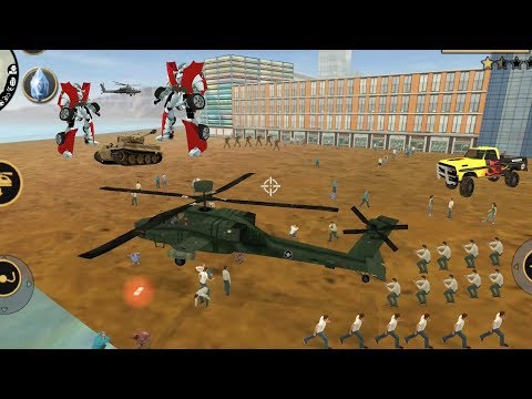 Vegas Crime Simulator - (Helicopter landing between people) Car Robot Attack Game Public - Gameplay
