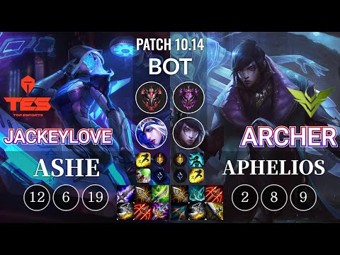TES JackeyLove Ashe vs V3 Archer Aphelios Bot - KR Patch 10.14